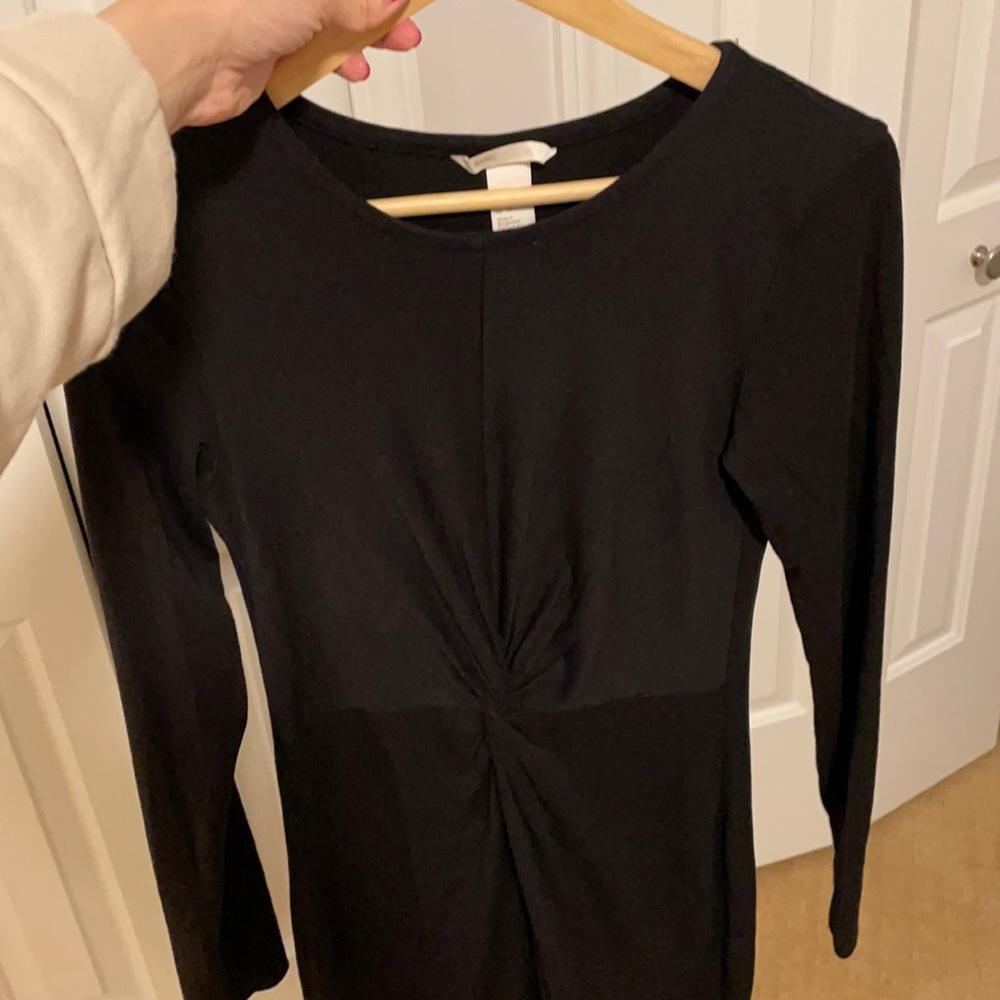 Black H&M midi dress with knot detailing.